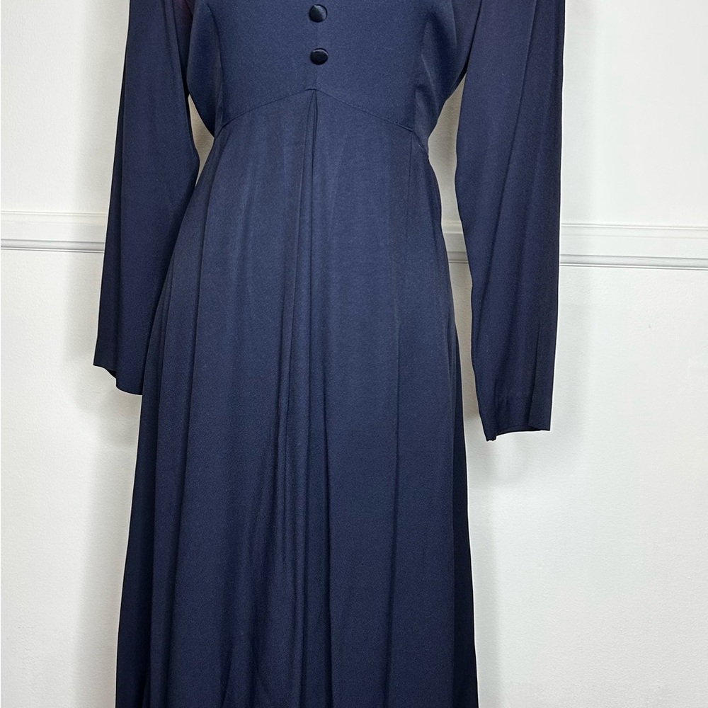 Vintage Navy Blue Collared Women's Dress